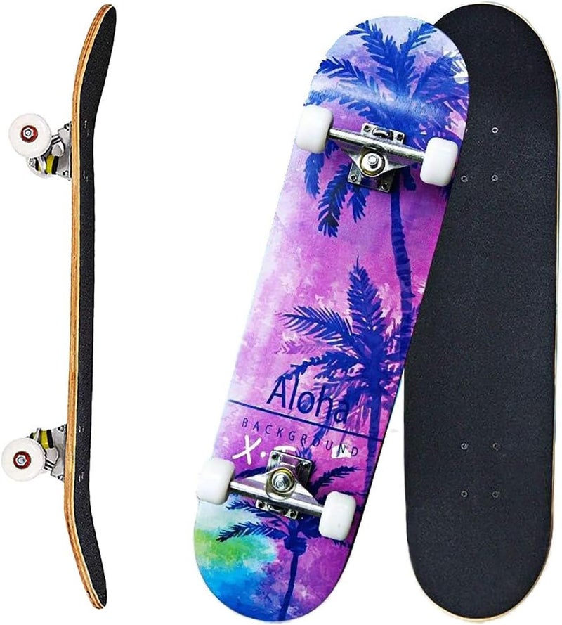 asktom Skateboards for Beginners Kids Boys Girls and Adults 31"x8" Pro Complete Skateboard 8 Layers Maple Wood, Double Kick Concave, Fascinating Cool, Solid&Durable - Image 1